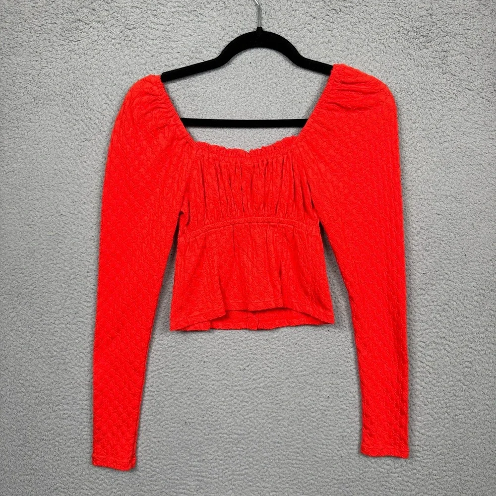 Free People Top Womens XS Red Lady Bug Babydoll‎ Preppy Boho Basic Capsule Y2K